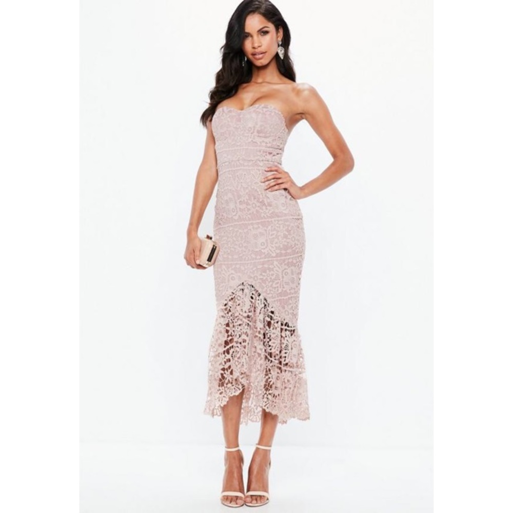 Missguided Pink Lace Dress